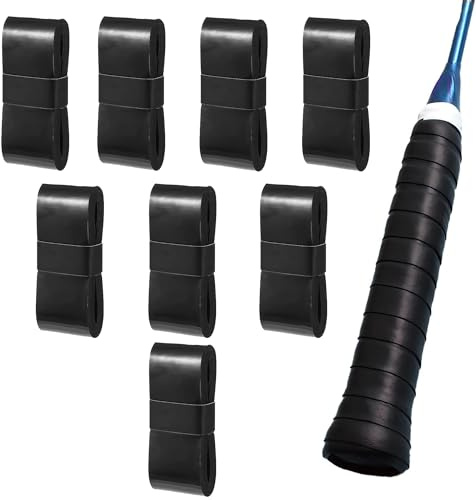 Ltsbaed 8 stycken greppband, tennisracket, halkfritt greppband, badmintonracket, badminton greppband, självhäftande, anti-svett, för tennisracket, badmintonracket, golfstång (svart)