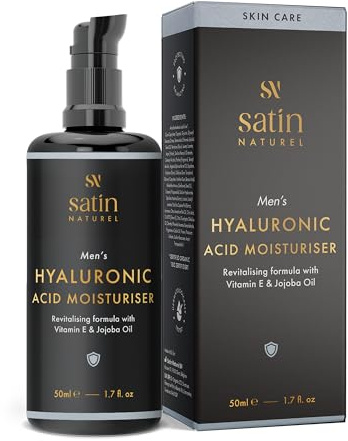 Satin Naturel Ansiktskräm för Män 50 ml – Med Ekologisk Aloe Vera, Hyaluronsyra, Arganolja & Skvalan – Anti-Age Återfuktande Kräm för Alla Hudtyper – Vegansk & Naturlig Hudvård