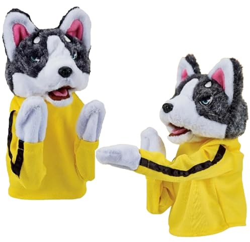 Tsawntd 2Pcs Dog Hand Puppet Kung Fu Husky Boxing Tricky Interactive Hand Puppet Soundable Plush Stuffed Toddler Uppercut Dog Husky Toys
