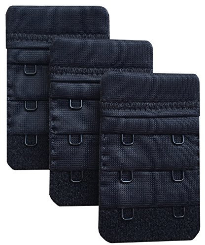 Chanie Women Pack of 3 Soft Comfortable 2 Hooks Bra Extender,6.1cm x 3.8cm