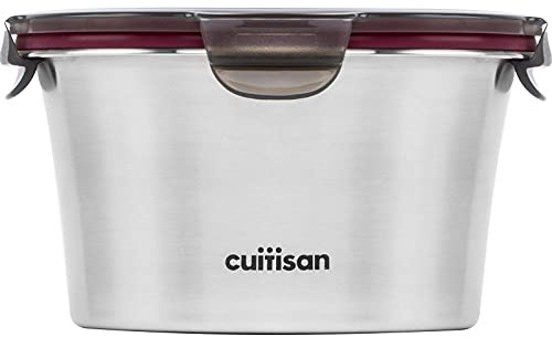 Candl Cuitisan (Flora) luftdichter Behälter aus Edelstahl mit rundem Clip-Deckel (Ø12,4 cm x 5,4 cm / 300 ml) (Ø 15,4 cm x 9,3 cm / 920 ml)