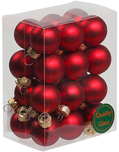Kleine Baumkugeln aus Glas Ø 2 cm/2,5 cm/3 cm - Christbaumkugeln Baumschmuck Christbaumschmuck Weihnachtsbaumschmuck Weihnachtsbaumkugeln (24 Stück Rot (Matt), 2,5 cm)