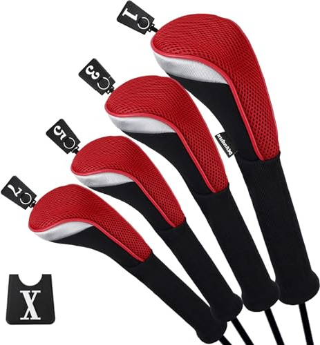 Andux Golf Fairway träklubbshuvud överdrag 460 cc förare extra lång hals 4 st/set röd