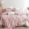 Lanqinglv Rüschen Bettwäsche 200x220cm 3 Teilig Rosa Mädchen Mikrofaser Deckenbezug Romantisch Bettbezug Doppelbett mit Reißverschluss mit 2 Kissenbezüge 80x80cm