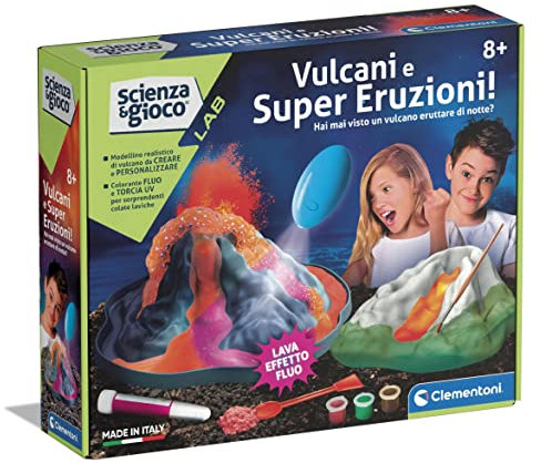 Clementoni - 19354 - Scienza e Gioco Lab - Vulcani e Super Eruzioni! - Esperimenti Scienza, Eruzione Vulcanica Didattica Fluorescente, Gioco Scientifico 8 Anni, Laboratorio, In Italiano, Made In Italy