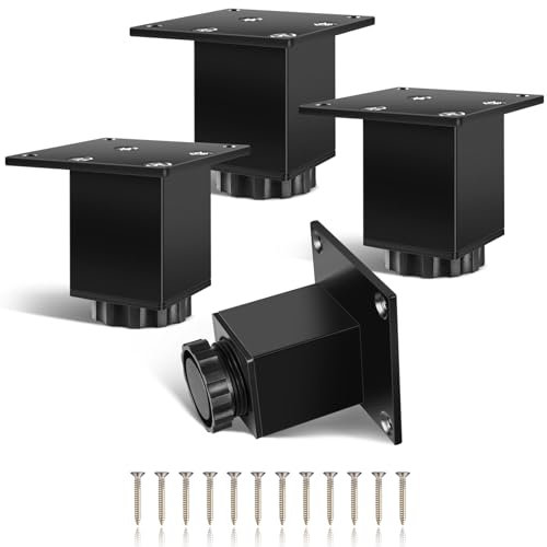 Niviy 4 Stück Möbelfüße 60MM Verstellbare Möbelfüsse,Zum Höher Erhöhen Und Nivellieren Von Möbeln,Wie Schränke Badezimmerschrank Nachttische Sofas Regale,Schwarz Eckig Möbelbeine Inklusive Schrauben
