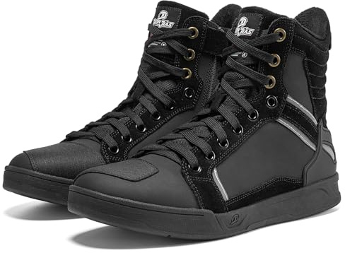 Zapatos Moto Hombre Invierno Plus Terciopelo Cálido Botas de Moto con Forro Polar, Zapatillas de Moto Informales con Cremallera Lateral, Almohadilla de Cambio, Suela Antideslizante (Negro, 45)