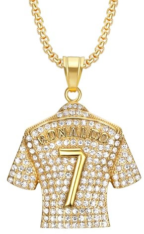 Pardofelis Fußball Anhänger Trikot, Nr.7 Fussball Jersey Halskette Gold Silber Kette Fussball Anhänger, Fußballtrikot Anhänger Kette für Herren und Jungen, Gold