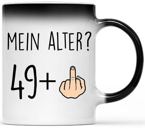 Tasse zum Geburtstag mit lustigem Spruch mit Stinkefinger | Mein Alter? | Magische Tasse mit Farbwechsel | Geschenk Tasse | Geburtstagsgeschenke Tasse mit Spruch |Geschenk für Geburtstage (50)