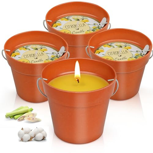 4 candele grandi alla citronella da 200 g, per esterni, durata 180 ore, candela profumata al limone, per giardino, cera di soia naturale, per campeggio, balcone, terrazza, barbecue, regalo estivo