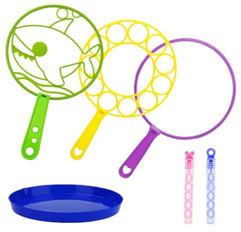 GEPROSMA Kit Bolle di Sapone Bambini, 32CM Set Bacchette di sparabolle di sapone Grandi,Macchina Bolle di Sapone Gadget Compleanno Bambini, Giochi da giardino esterno Giocattolo