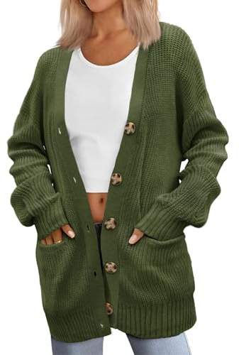 Zeagoo Gilet Femme Manches Longues à Boutons Cardigan Maille Épaisse | Style Décontracté Oversize, Automne Hiver Printemps