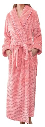 Peignoir de bain femme long pour l'hiver, peignoir à manches longues en coton pour la maison, vêtements de détente élégants pour la sauna, vêtements douillets pour la maison avec ceinture, kimono en