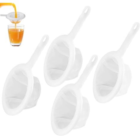 ZORVYN Set di 4 Colini a Maglia Fine in Plastica, Setaccio da Cucina con Rete 100 200 300 400 Mesh, Piccolo Filtro per Succo, Latte di Soia, Kefir, Caffè