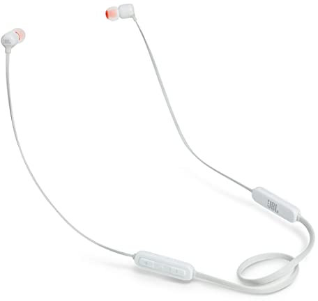 JBL Tune 110 BT Wireless In-Ear Headphones with Bluetooth and Neck Flat Tangle-Free Cable, Up to 6 Hours of Music, White