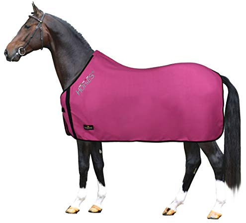 Horses, Coperta per Cavallo in Pile, Modello Basic, Morbida e Comoda, ideale per Trasporto e Dopo Lavoro, Rosa 135 cm