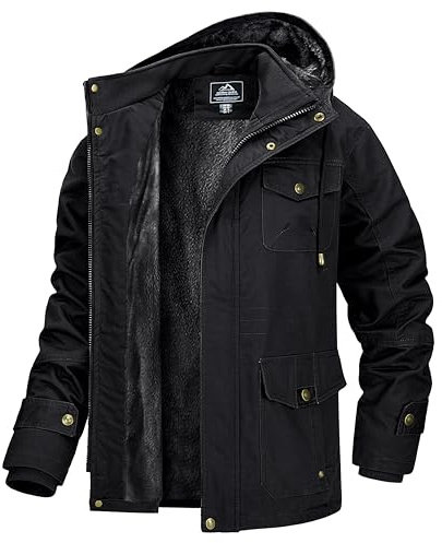 MAGCOMSEN Veste bomber d'hiver en polaire pour homme style militaire, coupe-vent avec capuche