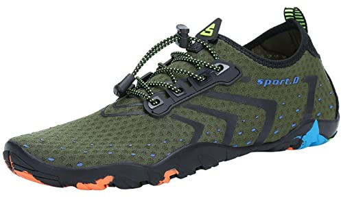 SAGUARO Scarpe da Sport Acquatici Uomo Donna Scarpette Scoglio Traspiranti Leggere Scarpe da Immersione per Piscina Spiaggia Canottaggio Mare Fiume Surf Vela Acqua Cycling, Verde, 35 EU