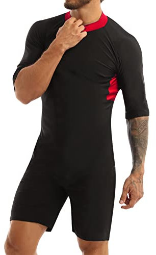Agoky Herren Schwimmanzug Lang UV-Anzug UPF>50 Schutzkleidung Sunsuit Ganzkörperansicht Badeanzug M-XL Rot XXL