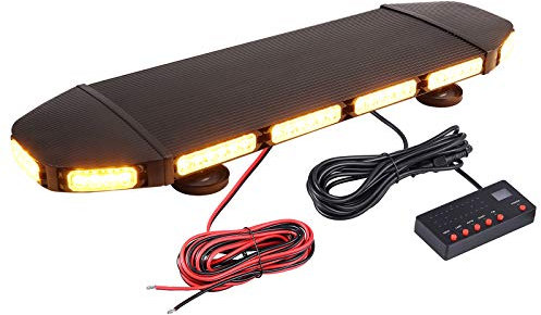 Justech 72LEDs Recovery Strobe Light 216W 21 Flash Modes Car Emergency Roof Light Waterproof Amber Beacon with Digital Display Control Switch for 12V 24V Vehicle Truck Trailer