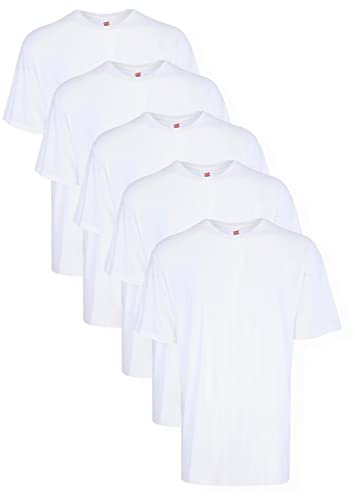 Hanes Men’s Tall 100% Cotton Crew Neck Undershirts, Tagless, Ultra Comfort, X-Large Tall, White - 5 Pack