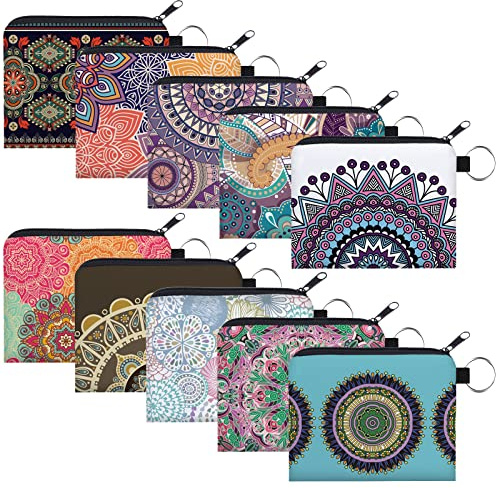 Deanfun Coin Purse for Women 10 Pack Purse Pouches for Inside Purse Mini Change Wallet with Zipper Bulk Keychain Cute Tampon Holder for Women -2
