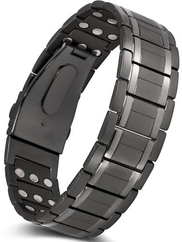Jeraco Men Magnetic Bracelet,3X Ultra Strength Magnets Pure Titanium Magnetic Wristband for Valentine's Day Gift,Unique Folding Clasp Brazaletes With Adjustable Tool&Gift Box