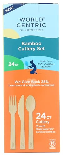 World Centric, Assorted Bamboo Cutlery, 24 Count
