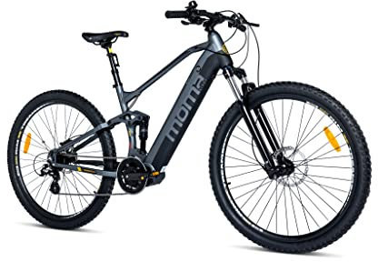 moma bikes Elektrofahrrad EMTB 29 PRO Zentraler Motor, Vollfederung, Shimano 8 Gänge und hydraulische Scheibenbremsen, Integrierter Lithium-Ionen-Akku 48V 13Ah