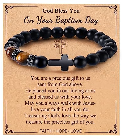On Your Baptism Day Cross Bracelet for Men Inspirational Mens Bracelet Christian Religious Jewelry Gifts for Man