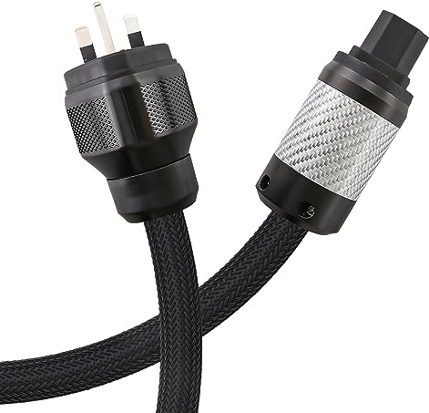 Brollitest Audiophile Power Cable, High Fidelity 3 metre UK standard audiophile audio power cord for audio, amplifiers, CDs, etc.
