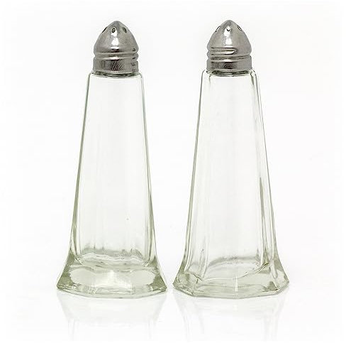 Traditional Glass Lighthouse Style Salt & Pepper Set | Salt and Pepper Pots Salt and Pepper Shakers | 2 Piece Cruet Set Salt and Pepper