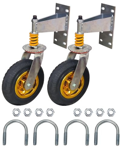 ASTAMOTOR 8 Gate Caster Wheels for Metal Swing Tube Gate Wooden Fence Gate, 360 Degree Swivel Spring-Loaded, 600 Lbs Capacity, 2 Pack