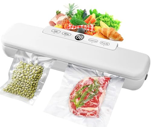 Vacuum Sealer Machine Food Vacuum Sealers for Sous Vide Cooking, 4-in-1 Easy Options, Food Preservation with Vacuum Bags-White