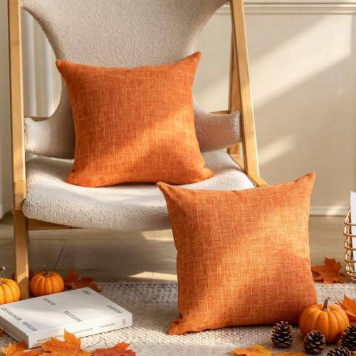Home Brilliant Burnt Orange Cushion Covers 45 x 45 Pack of 2, Modern Cushions for Sofa, Bed, Car, Decorations 45 cm, 18 inch