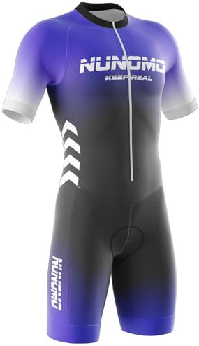 NUNOMO Triathlon Anzug Herren Herren Radsportanzug gepolstert einteilig Trisuit Bike Top Short Trisuit Einteiler für 3Taschen WettkampfGeeignet zum Laufen, Radfahren, Schwimmen (Type-6,5XL)