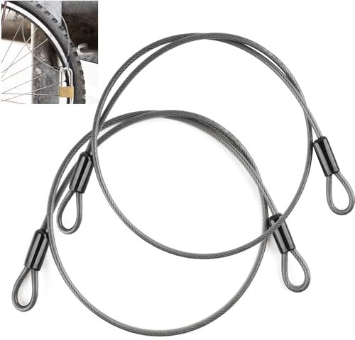 Schlaufenkabel 100 CM Lang, Stahlseil mit Ösen Sicherheitskabel 6mm Stärke, Stahlseil Ummantelt, Drahtseil mit Ösen für Kabelschloss Fahrradanhänger - Schwarz 2 Stück
