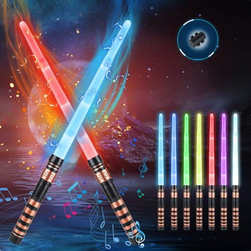 GUBOOM 2 en 1 Espada Láser Telescópica con Sonido, Sable de Luz LED de 7 Colores para Niños y Adultos Cosplay Halloween