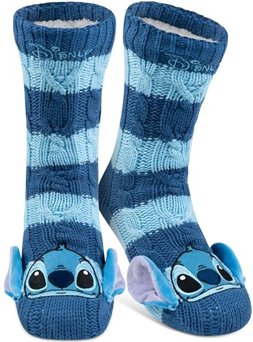 United Labels Disney Lilo & Stitch Calcetines para mujer, color azul, talla única 38-43, calcetines suaves con forro de sherpa, calcetines cálidos, calcetines de cabaña