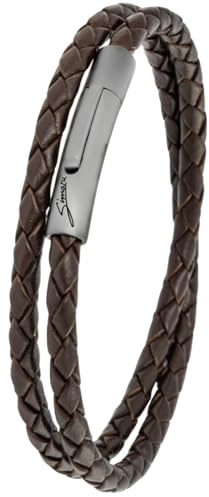 Simaru Premium läderarmband tillverkat i Tyskland, för kvinnor och män, unisex äkta läderarmband flätat med krok i rostfritt stål, hudvänligt