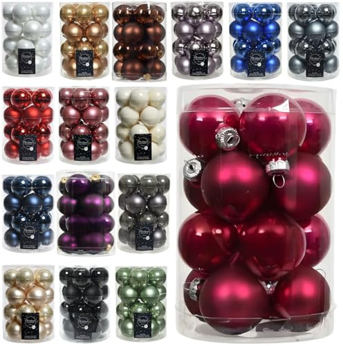 LS-LebenStil 18-20 Glas Weihnachtskugeln 6cm Pink Festive Christbaumkugeln - Matt Glänzend - Keine Nähte mit Öse zum Aufhängen Christbaumschmuck Weihnachtsbaumschmuck Dekokugel Baumkugel