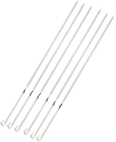 Brochetas de Metal 10 Uds. Brochetas grandes y largas de acero inoxidable for barbacoa, 50cm, 60cm, parrilla aguja for, ancha(10pcs 40cm)