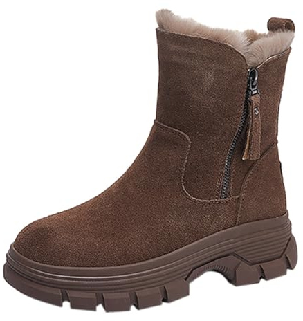 Generisk kvinnors vår och höst vinter fashionabel tjock sammet dragkedja mellanrör platt icke-tjocka bomullsskor mitten tub skor dam högklackade skor