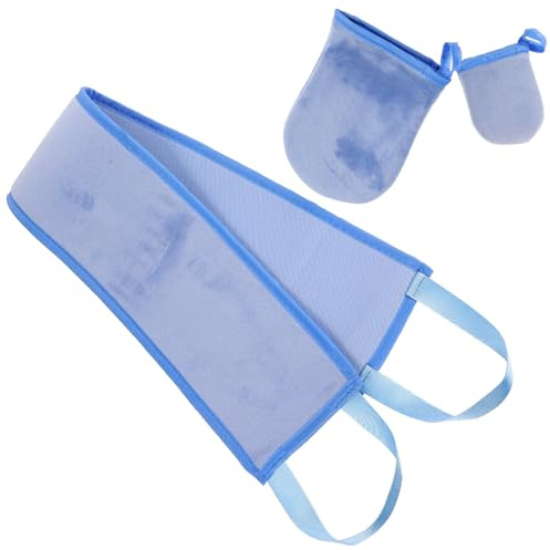 BIUDECO Selbstbräuner Rückenapplikator Handschuh Satz aus Flockmaterial für Einfache Anwendung und Streifenfreie Bräune Fingerlos mit Kappe Geeignet für Männer und Erwachsene