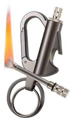 3-In-1 Metal Match Lighter, Permanent Match Keychain,Black