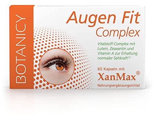 BOTANICY Augen Fit Complex - Augenvitamine Hochdosiert mit patentiertem XanMax® - Lutein Zeaxanthin Kapseln mit Vitamin A - auch für Brillenträger - 60 Kapseln