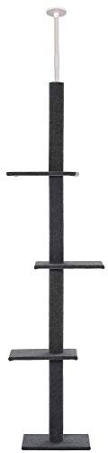 PawHut 260cm Floor To Ceiling Cat Tree for Indoor Cats w/Three Platforms Activity Centre - Grey