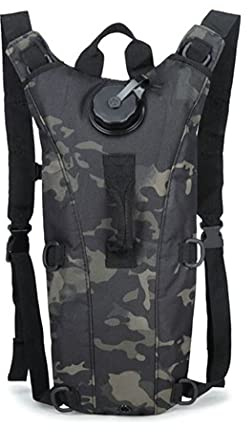 Bolsa de Agua Táctica de 3 L, Mochila de Camello para Senderismo, Camping, Militar, Portátil, Hidratación (Negro CP)