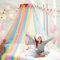 LOAOL Kids Bed Canopy for Girls, Fairy Dream Pink Rainbow Netting with Star Decor, Kids Reading Nook Tent, Hanging Nursery Canopy for Cribs & Toddler Bedrooms