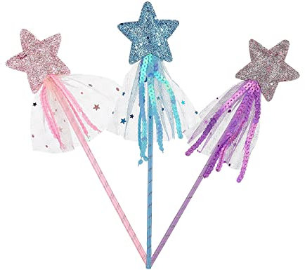 ZoeTekway 3 Stück Prinzessin Zauberstab Glitzer für Feenflügel Kinder Feen Kostüm Fee Cosplay Geburtstag Party